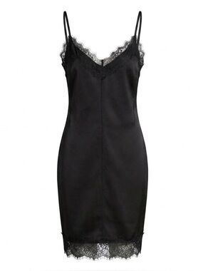 Spense Black Lace Trim Bodycon Midi Dress Minimalist Chic‎ Y2K Size 10